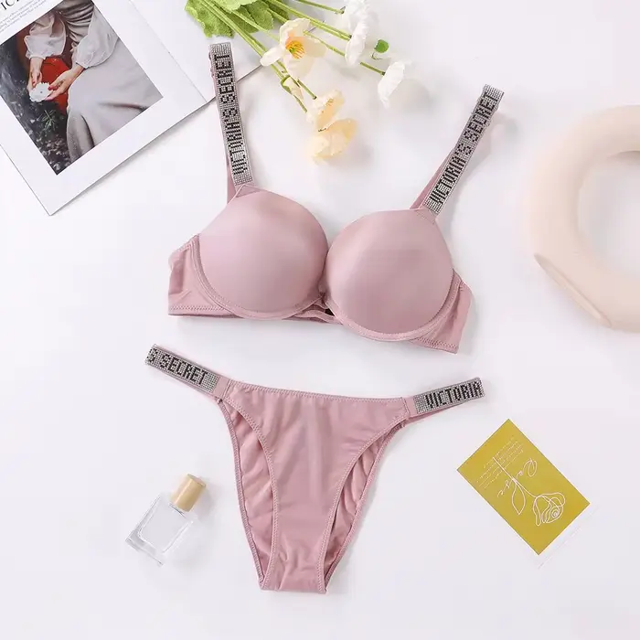 Victoria's Secret sexy spodní prádlo set, podprsenka a kalhotky, push-up, klasické spodní prádlo pro ženy, sexy, prodyšné, měkké, univerzální, shapewear