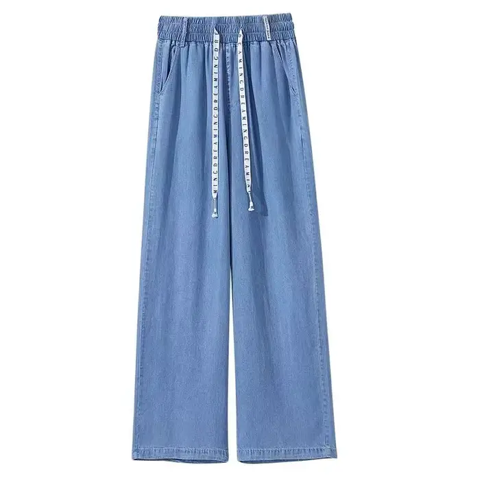 Jean en soie glacée pour femmes, coupe ample, grande taille, pantalon de Yoga décontracté, marque te