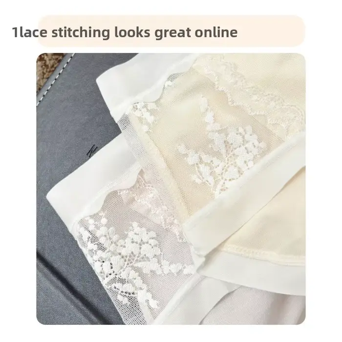 Sada 5 prodyšných kalhotek pro ženy, antibakteriální 10A, vintage styl, prolamovaná krajka, patchwork, bavlněný rozkrok, bezešvé, elastické