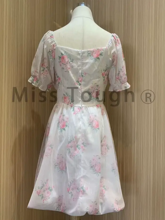 Mini robe d'été à fleurs pour femmes, imprimé français, élégante, mode coréenne mignonne, tenue de f