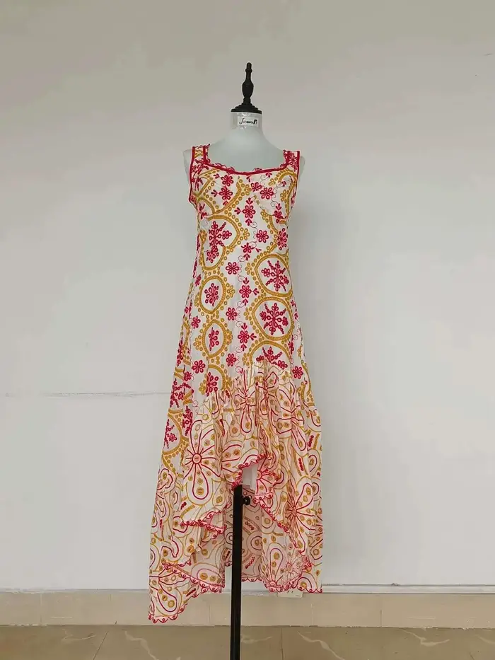 JAMERARY-Robe Midi en Coton Brodée pour Femme, Tenue de Bal de Forme Sirène, Longue, Soirée, Plage,