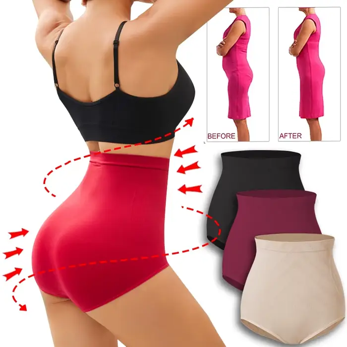 Dámské bezešvé vysoké pasu tvarování kalhotky, zeštíhlující oblečení, jednobarevný barva, Butt Booster, spodní prádlo, vysoce elastické spodní prádlo