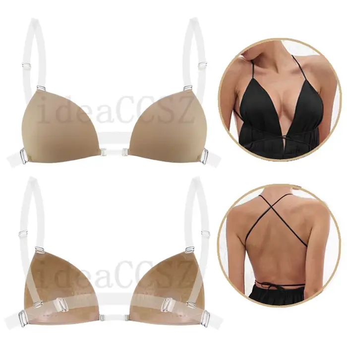 Dámská těsná podprsenka, Backless, svatební šaty, silikonové ponoření, hluboký U krk, lepicí podprsenka, zvětšení prsou, neviditelné spodní prádlo, kryt bradavky