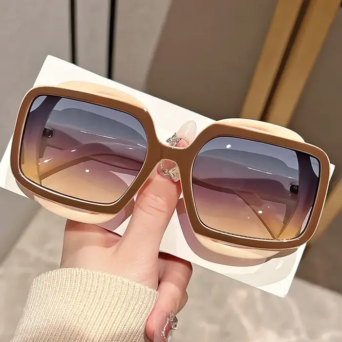 Lunettes de soleil à la mode avec blocage de couleur polygonal pour hommes et femmes, Style rétro Y2