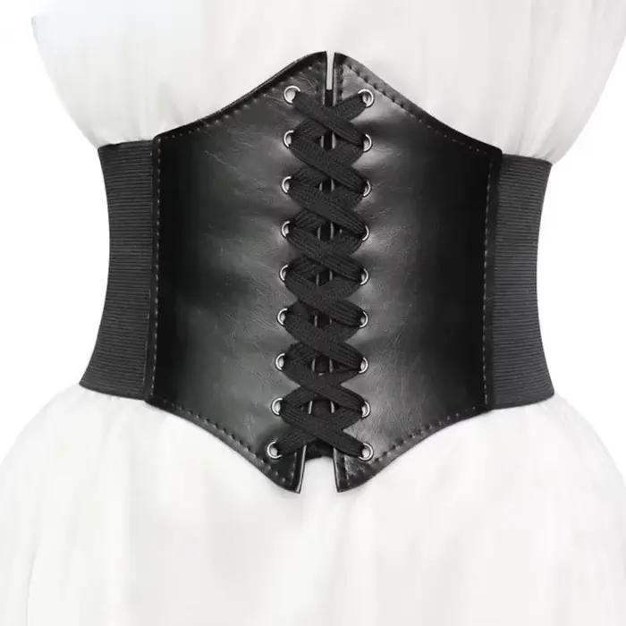 Body noir Shapewear femmes vêtements gothiques sous le buste taille Cincher formateur Pu cuir élastique Sexy mariée Corsets et Bustiers