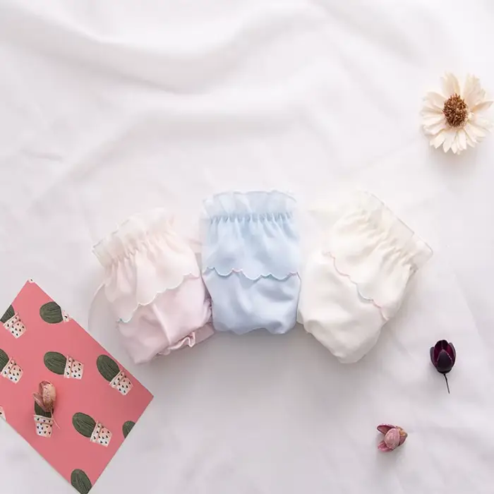 Soie de lait mignon belle culotte femme haute élasticité respirant doux sous-vêtements lisses taille basse bord à volants Breifs