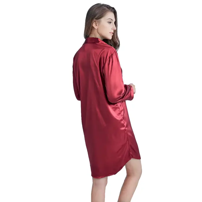 Chemise de nuit sexy en satin pour femme, chemise de nuit Tony & ci-après ice, robe de maison, vêtements de nuit monochromes pour femme, salon de sommeil