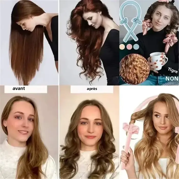 Sada válečků na vlasy pro noční čepici, kadeřnické nástroje se štětinovým kartáčem a kulmy bez tepla pro ženy, noční styling a ochrana vlasů