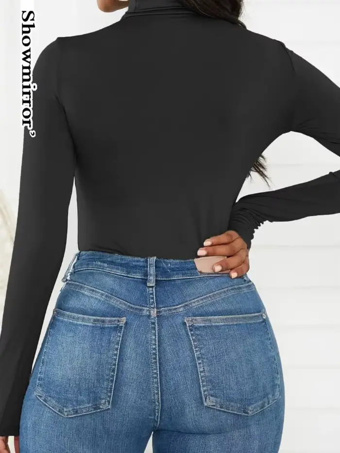 Pevné černé body dámské party klubové oblečení ležérní elegantní top krátké tričko topy tričko mujer zimní oblečení