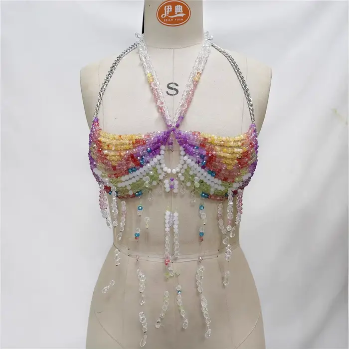 2025 luxe femmes cristal perles gland soutien-gorge chaîne bijoux licou Camis gilet bijoux fantaisie spectacle de danse nuit Clubwear soutien-gorge chaîne
