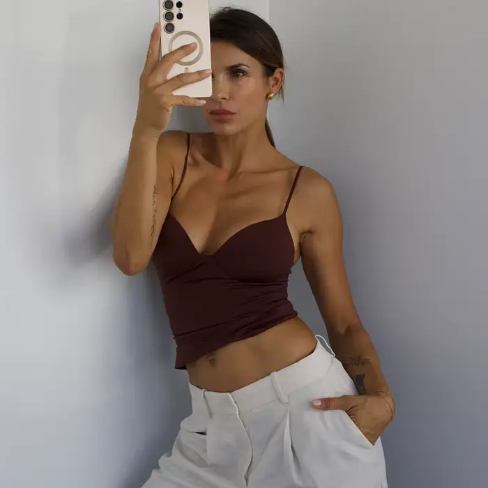 MUJER Sexy Corset haut court femme Camisole dos nu hauts courts pour femmes sans manches Bustier hauts femmes bretelles bustier tubulaire femme