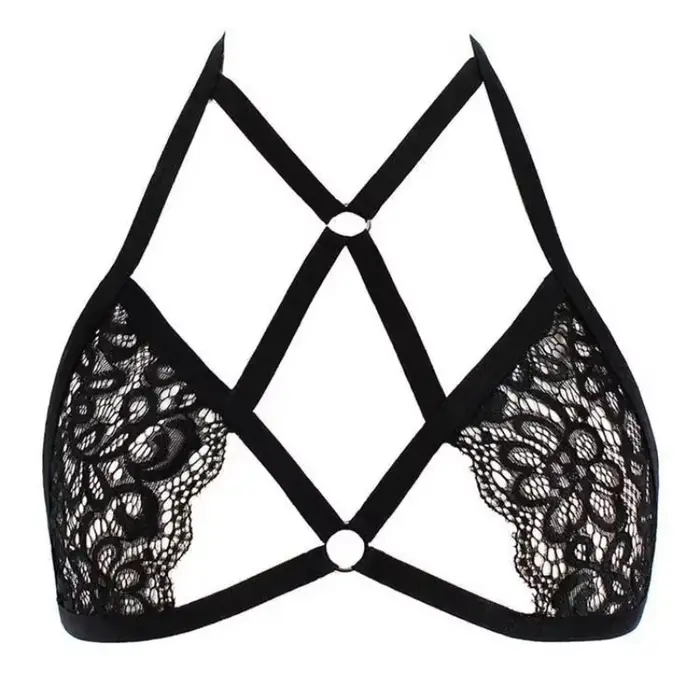 Soutien-gorge sexy en dentelle nylon tricoté pour femmes, lingerie mode push up haut réglable antidérapant occasions spéciales