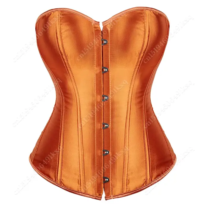Dámské korzet Surbust vysoký korzet oranžový satén krajka up Bustier Sexy Plus velikost korzet