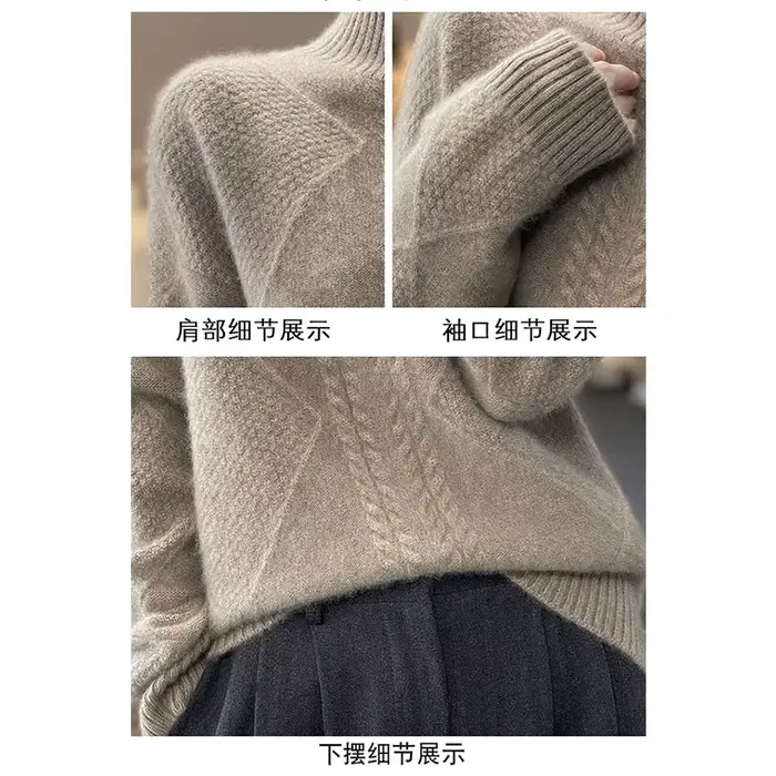 Pull à demi-col roulé pour femmes, pulls décontractés pour femmes, pulls épais pour documents, doux 