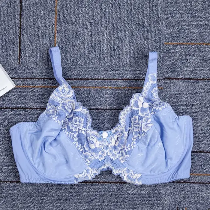 Soutien-gorge minimiseur à armatures non rembourré pour femme, lingerie florale en dentelle, couvert