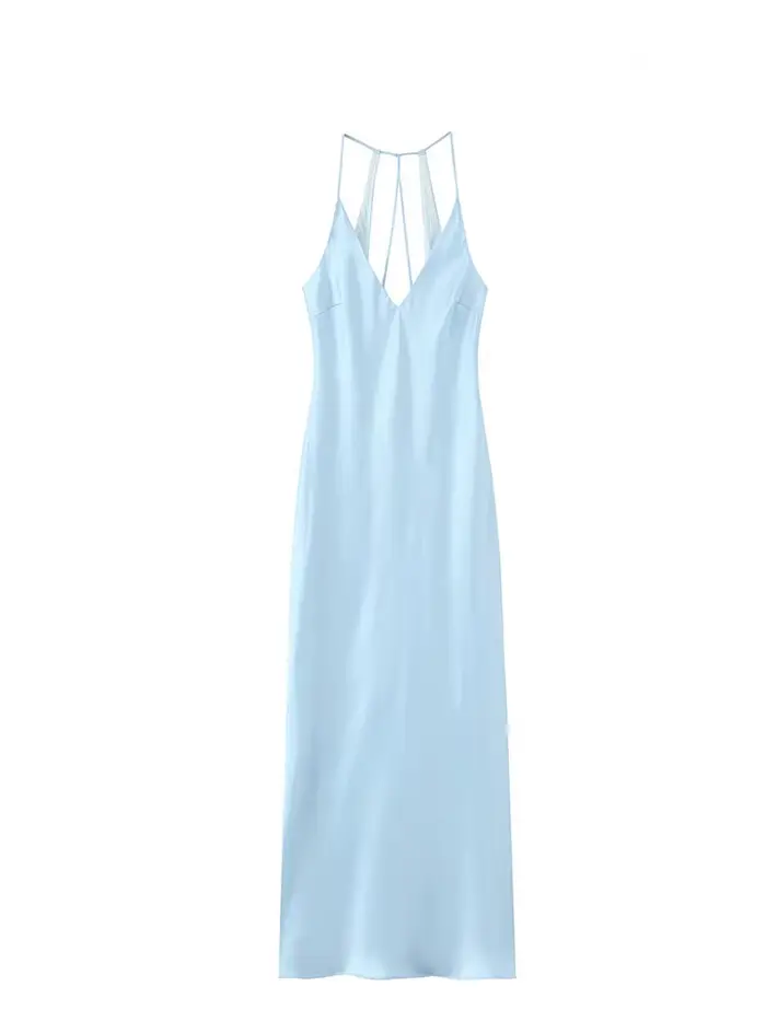 Sexy a elegantní polyesterové šaty V-neck bez rukávů délka kotníku pro ženy zvláštní příležitosti jaro léto