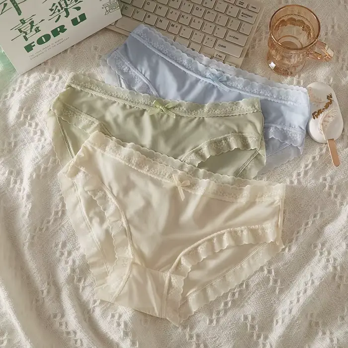 3 kusy dámské nízko střižené kalhotky Sexy krajka rychleschnoucí slipy