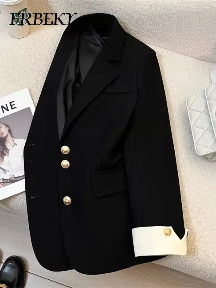 Blazer femme mode coréenne printemps automne nouvelle couleur unie costume veste loisirs tempérament