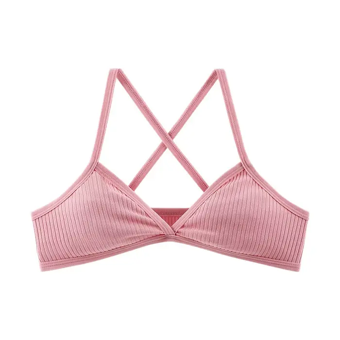 Pohodlné bavlněné podprsenky pro ženy, štíhlý styl, bralette bez podšívky, sexy, hluboký trojúhelník V střih, kříž zpět, krása podprsenka
