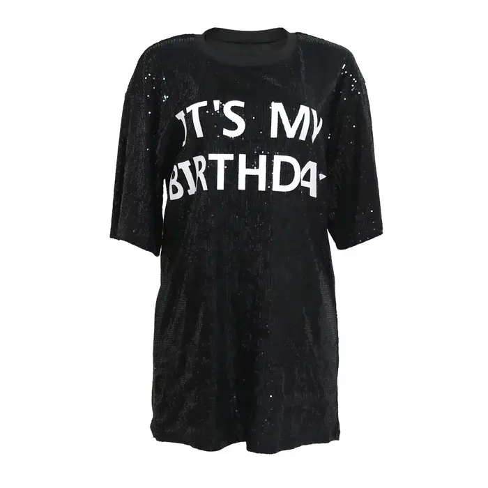 Robe noire sexy à paillettes pour femmes, demi manches, mini robes droites, soirée de printemps et d