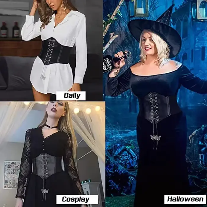 Široký PU kožený korzet pro ženy, opasek zeštíhlující, elastický, s květinovými vzory pro rafinovanou siluetu a elegantní speciální příležitosti