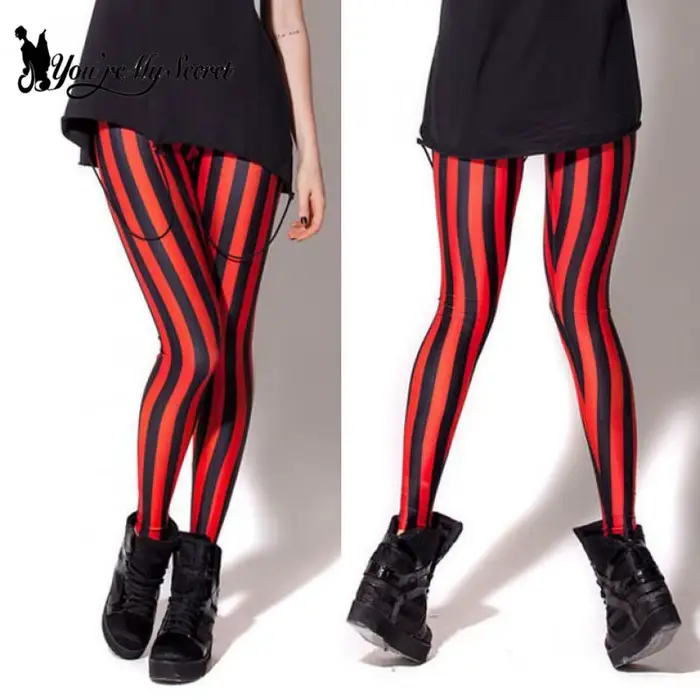 [You're My Secret] mode femmes Leggings Sexy taille haute élastique rayure imprimé pantalon décontra