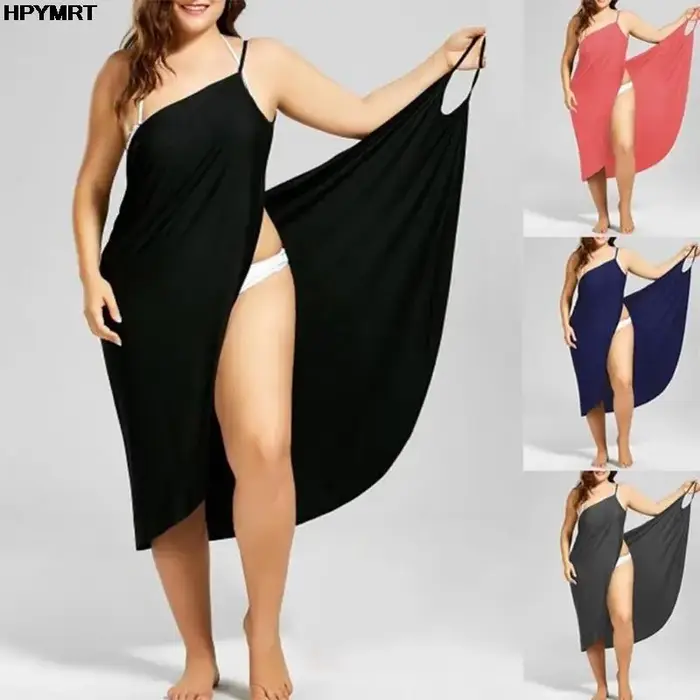 Robe à bretelles croisées sans manches pour femme, tenue Sexy, couleur unie, 5XL, vêtements de plage