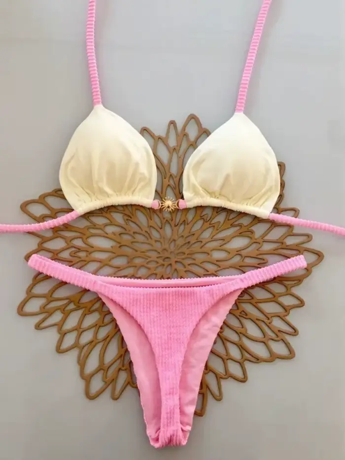 Bikini Brésilien String Femme Ensemble Bikinis Push-Up Taille Basse Plage Plage Mariage Vacances Fête Piscine Spa Sources Chaudes Sports Nautiques Mode Quotidien