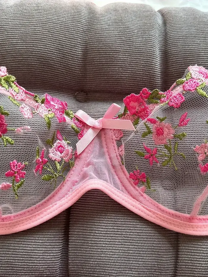 Dámské sexy noční prádlo 2dílná sada s květinovou výšivkou erotické spodní