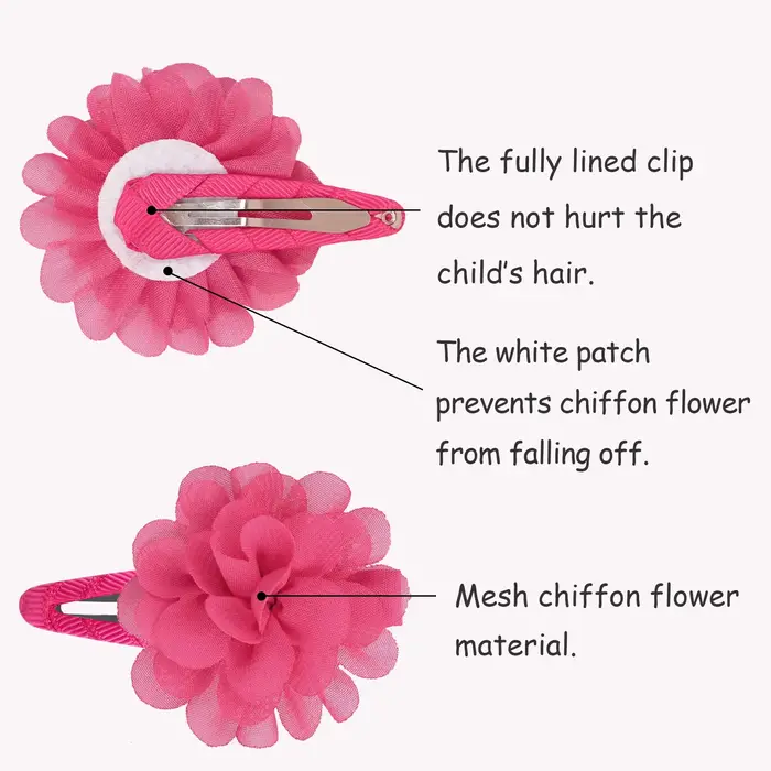6 pinces à cheveux antidérapantes en forme de fleur en mousseline de soie, accessoires pour cheveux