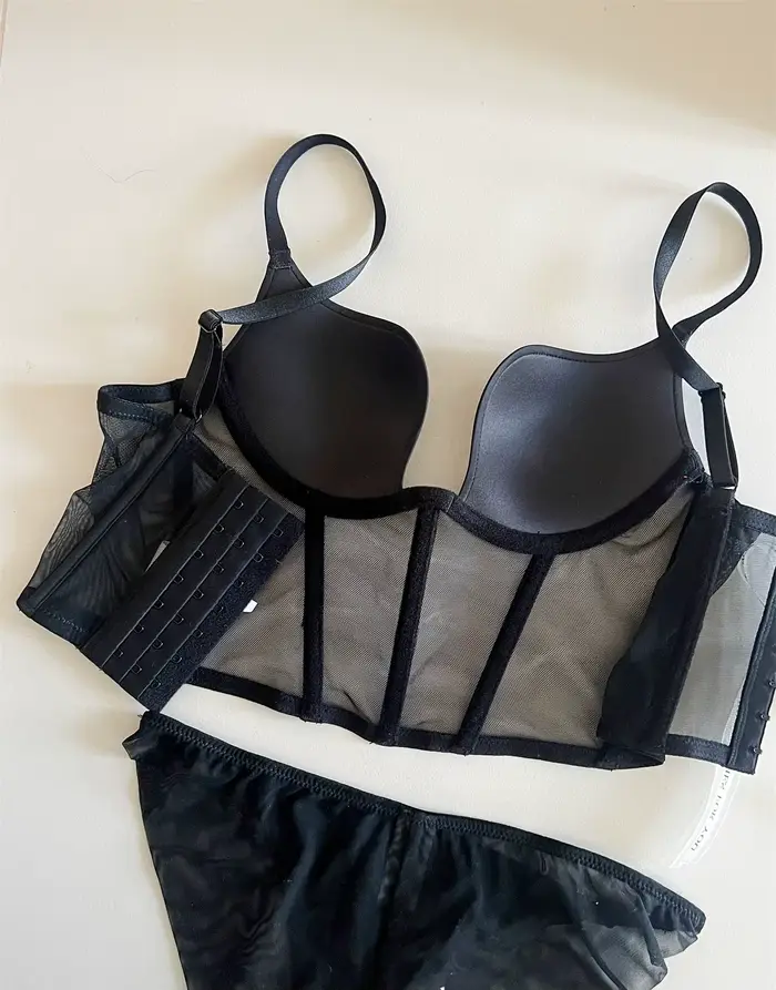 Sexy černá fishbone podprsenka, spodní prádlo s ocelovým kroužkem, podprsenka, spodní prádlo, shromaždiště, vysoký bralette pro ženy