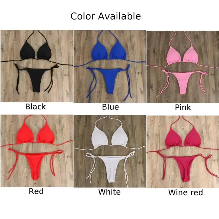 Dámské tanga bikiny set s bočními tkaničkami Sexy plavky ve stylu bandeau Brazilské