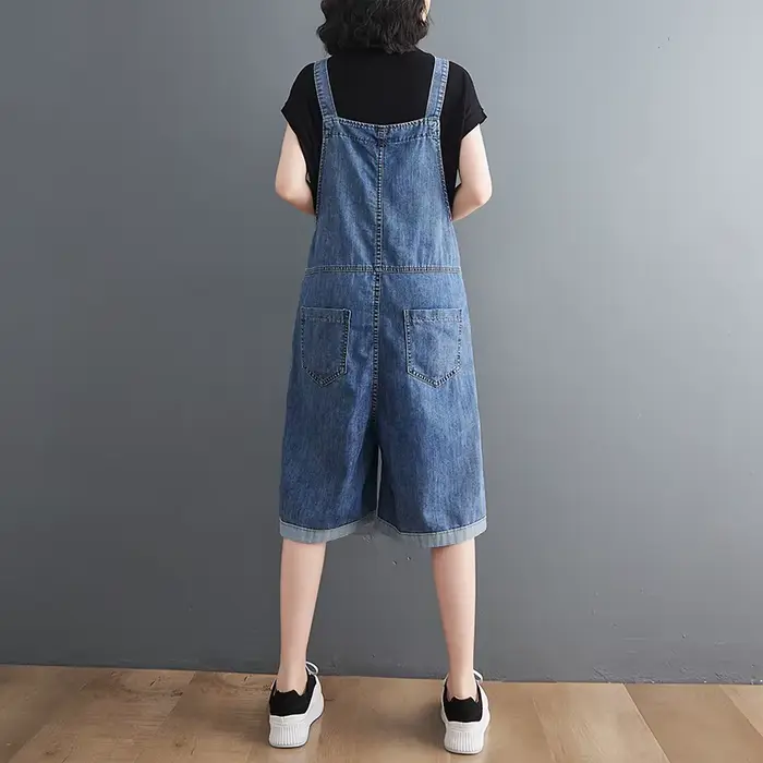 Printemps été Jean combinaisons courtes femmes décontracté Streetwear ample jambe large Shorts Denim
