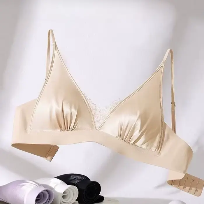 Elegantní francouzská podprsenka bez kostic, luxusní saténové spodní prádlo, bralette pro malý hrudník, jemná krajková letní podprsenka, elegantní a pohodlná bralette