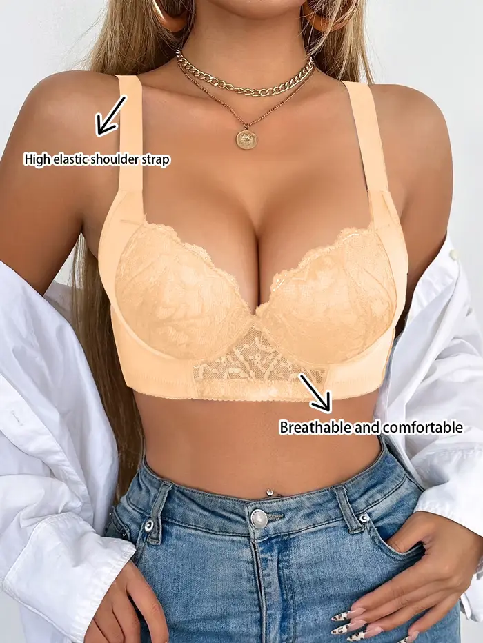 Dámská krajková push-up podprsenka s kosticemi