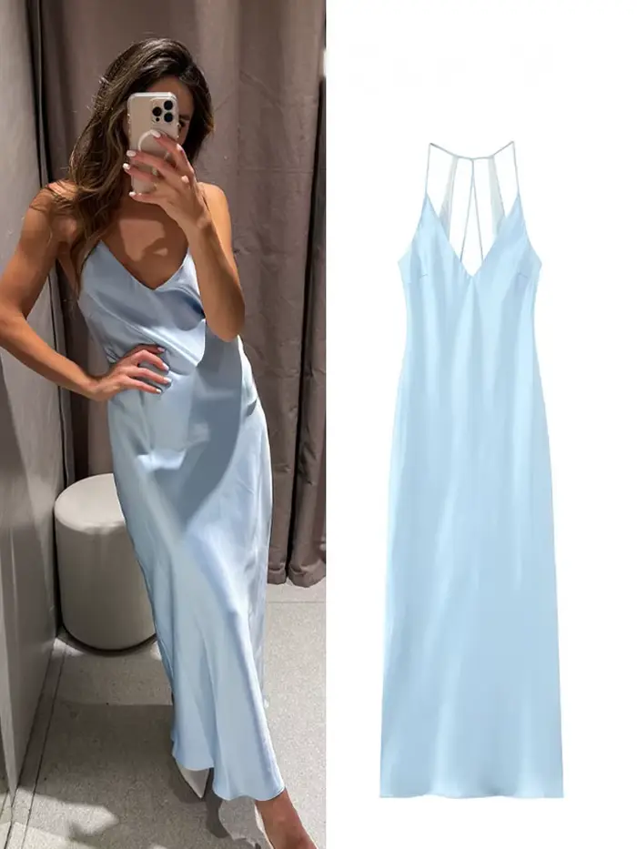 Sexy a elegantní polyesterové šaty V-neck bez rukávů délka kotníku pro ženy zvláštní příležitosti jaro léto