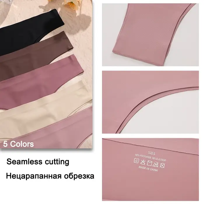 slipy Invisible, Sexy Spodní prádlo, dámské ledové spodní prádlo hedvábí, bezešvé, pohodlné, bavlněný rozkrok, střední velikost, kalhotky pro dívky