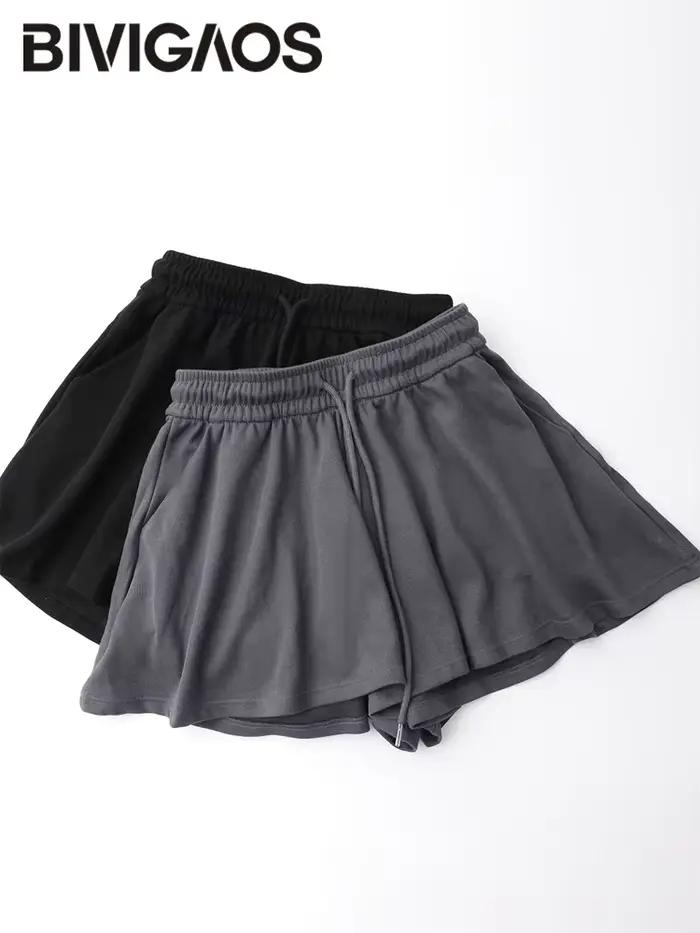 BIVIIncome-Jupe-culotte d'été pour femme, short taille haute, mode décontractée, sport adt, plissé, 