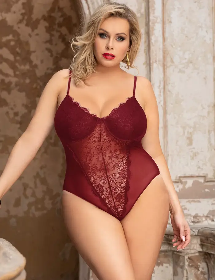 Vysoce kvalitní krajkový overal s kostice pro ženy velké velikosti sexy červené speciální příležitosti