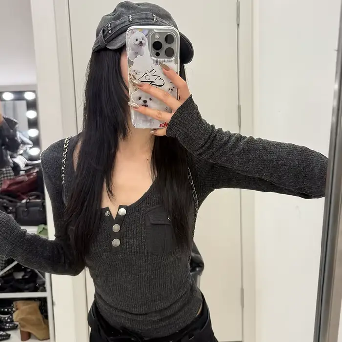 Tonngirls Harajuku Vintage dámské tričko s dlouhým rukávem štíhlé Y2k americké retro 90s kultura topy Streetwear Basic