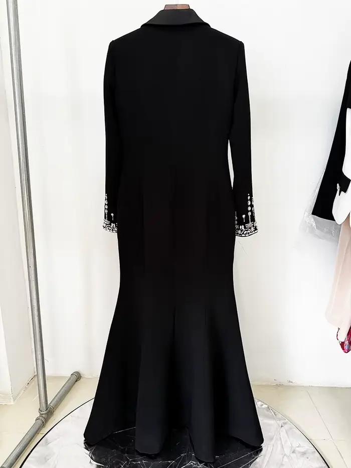 HIGH STREET Nouvelle collection 2026 Robe longue de créateur pour femme à manches longues, col crant