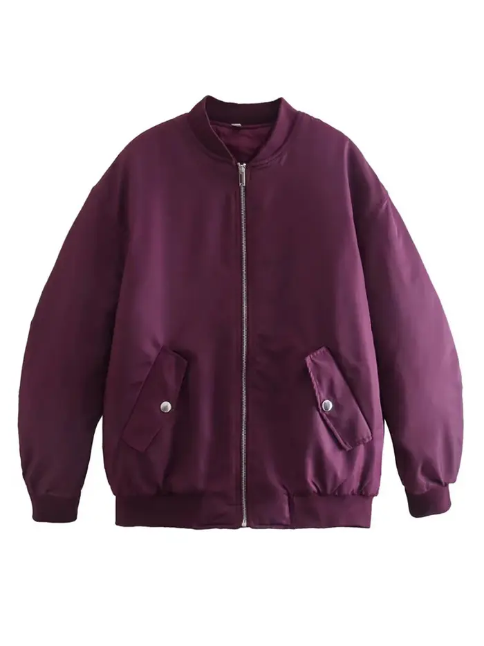 YENKYE – Dámská vintage bomber bunda s dlouhým rukávem