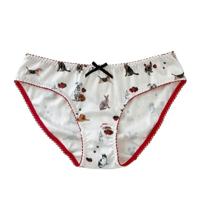 Culottes Lolita imprimées chiots et chatons, culottes Kawaii à motif patte de chat, culottes en coto
