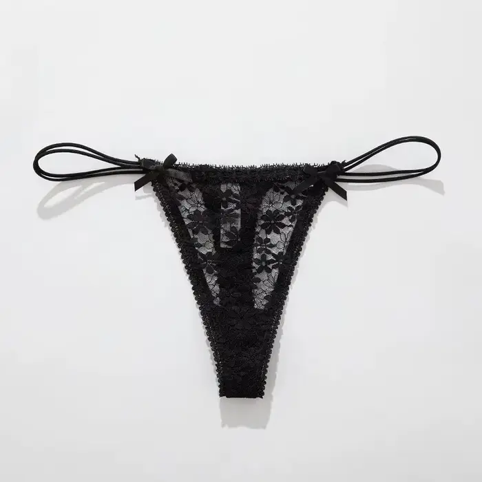 Culottes en dentelle à nœud sexy, lingerie féminine, sous-vêtements unis pour le quotidien et la mai