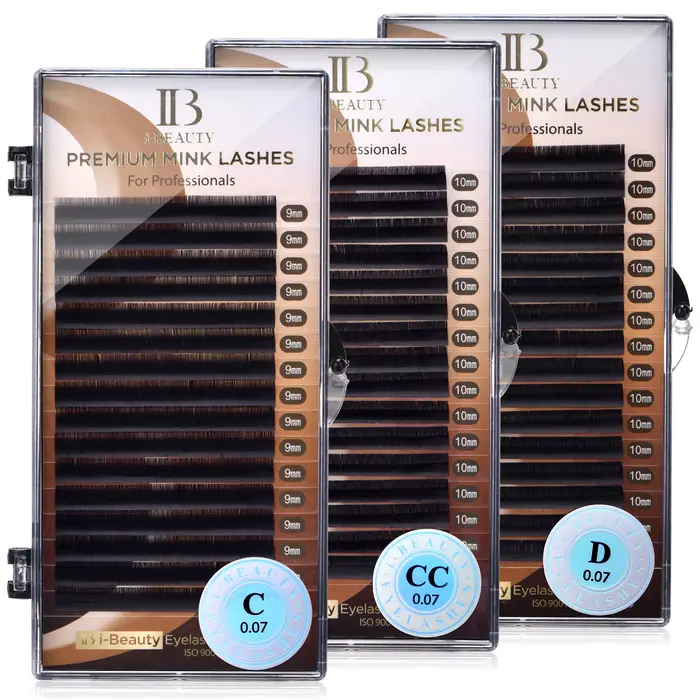 I Beauty Extension de cils Premium vrais cils de vison CC SS D Curl ibeauty Volume cils Origianl IB 