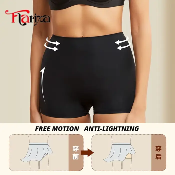 Flarixa ochranné šortky pod sukně BoyShorts ženy bezešvé vysoký pas boxerky slipy bezpečnostní kalhotky Anti-tření nohu