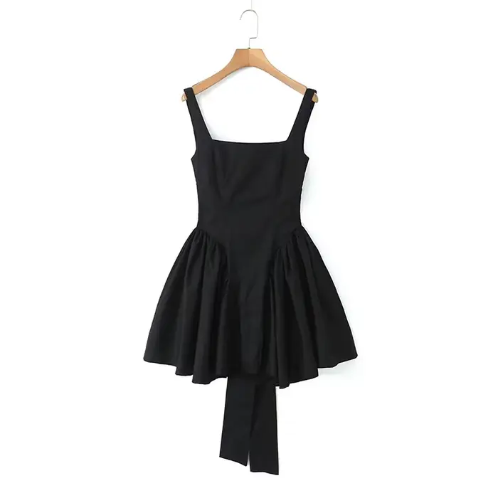 YENKYE 2023 femmes doux cravate nœud ceintures Sexy dos nu Robe taille épissé plissé balançoire fête