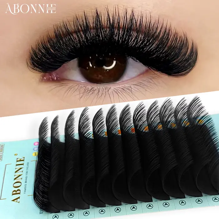ABONNIE-Extensions de Cils Individuels en Cachemire, Faux-Cils Classiques en Vison Doux Noir, Platea