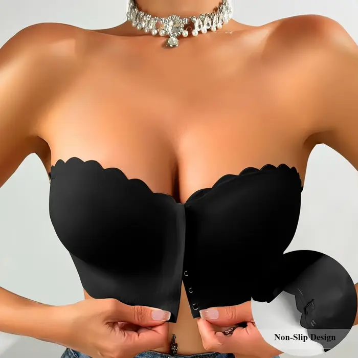 Soutien-gorge à boutons avant, sans armatures, lisse, respirant, confortable, couleur unie, sans Tra