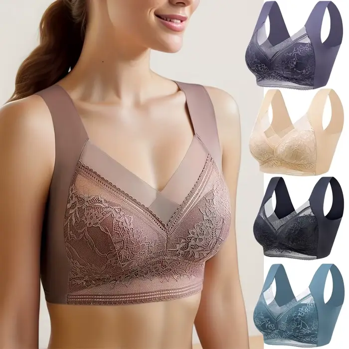 Soutien-gorge sans couture en élasthanne et coton dentelé pour femmes grande taille élégant pour toutes les occasions